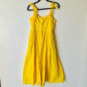 Urban outfitters yellow long midi summer dress with shoulder ties and buttons
